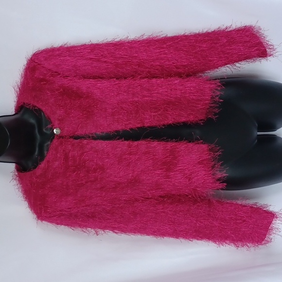 Jessica Howard Cropped Hot Pink Fuzzy Bolaro size S - Picture 1 of 5
